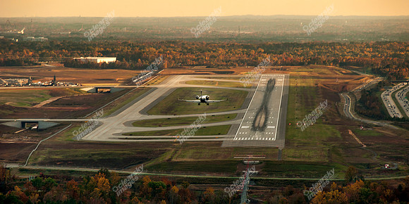 Amazing shot of jet landing at Charlotte Douglas International Airport