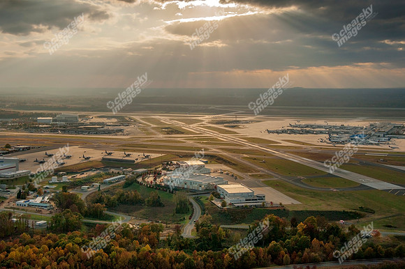 Amazing shot of jet landing at Charlotte Douglas International Airport