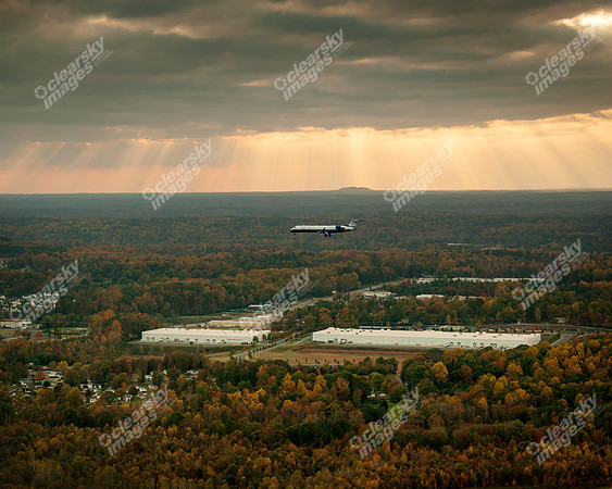 Amazing shot of jet landing at Charlotte Douglas International Airport
