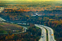 Amazing shot of jet landing at Charlotte Douglas International Airport