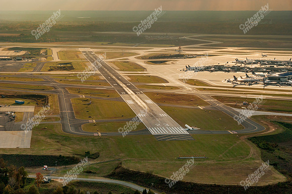 Amazing shot of jet landing at Charlotte Douglas International Airport